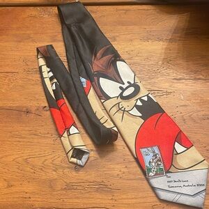 1997 USPS Warner Bros Neck Tie Stamps Looney Tunes Taz Tasmanian Devil Vintage